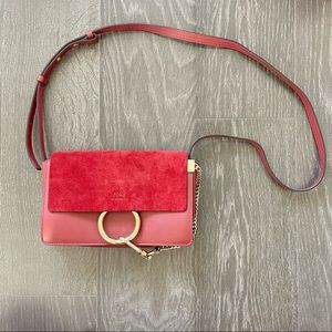 CHLOÉ Faye Crossbody Bag in red suede